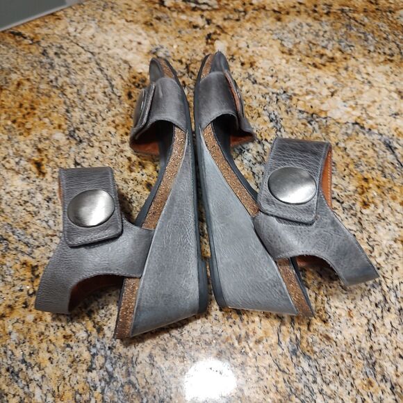 Taos Carousel 2 Platform Wedge Sandals Gray Ankle Strap Cork Mid Heel Sz US 11 - Picture 8 of 14